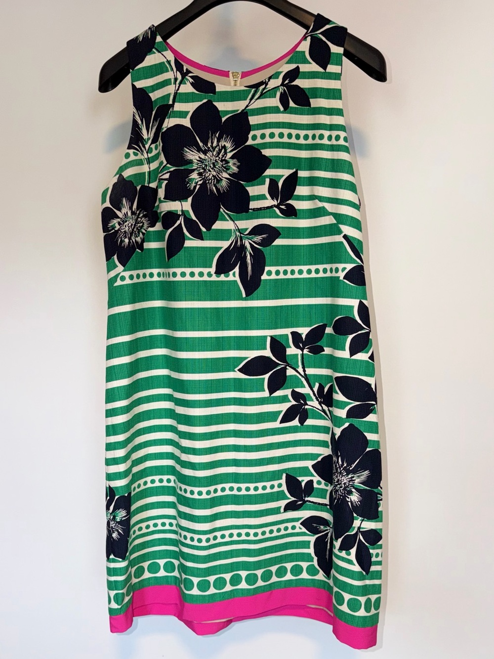 Eliza J Green, Black and Pink Striped Floral Coverup Dress